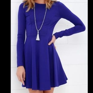 Lulu’s Dresses Royal Blue Skater Dress size Medium